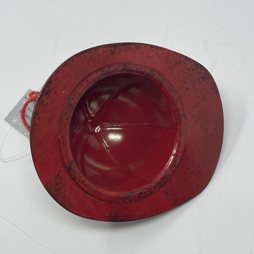 New Fireman Fire Hat CHRISTMAS Tree ORNAMENT Red Metal 4.5” Rescue Firewoman - Picture 3 of 10